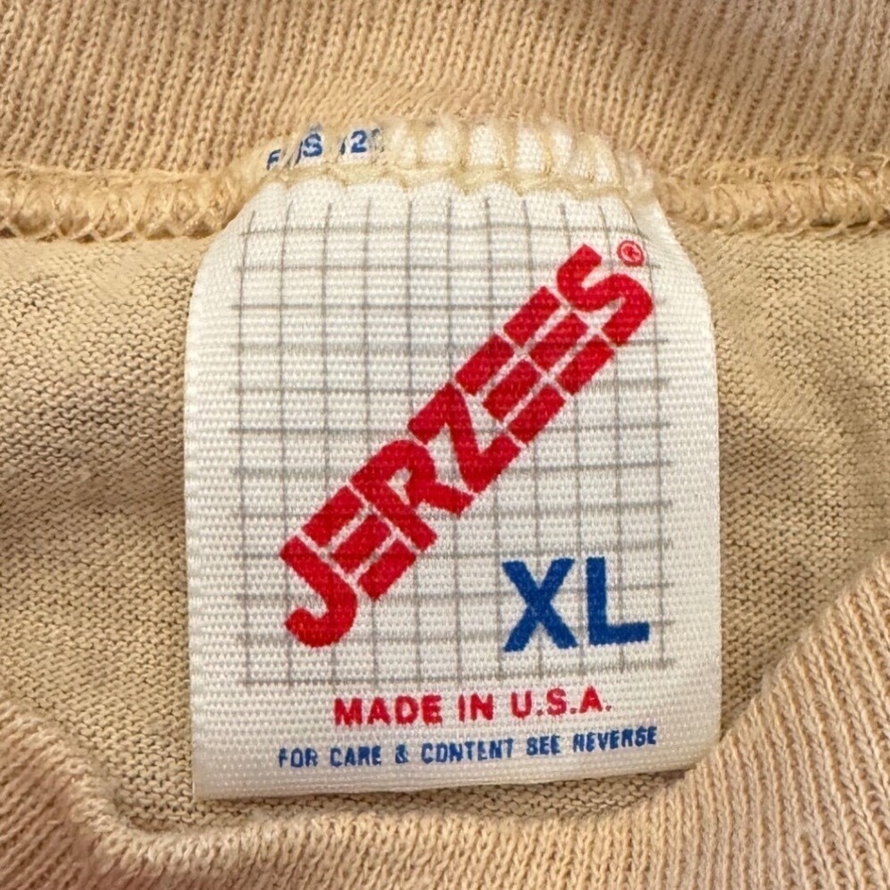 Vintage Jerzees Tan T-Shirt Hand Painted Pigs Watermelon Graphic XL Made in USA - Picture 8 of 8